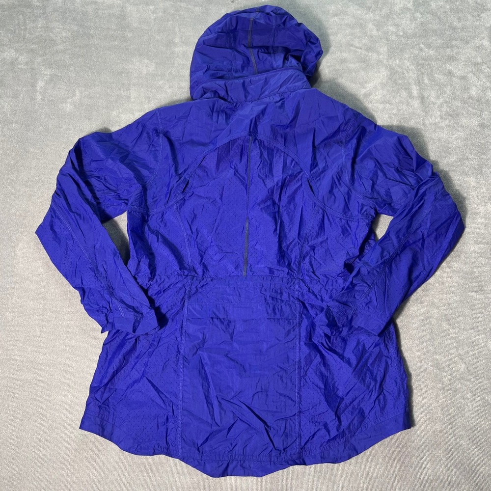 Athleta Womens Blue Full Zip Hooded Windbreaker Jacket Medium running - Picture 7 of 8